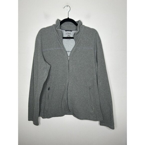 L.L. Bean Mens Full Zip Outdoors Fleece Jacket Gray Long Sleeve Size Large - Picture 1 of 9